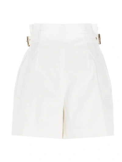 Shop Alberta Ferretti Golden Buckles Shorts In White