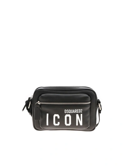 Shop Dsquared2 Icon Print Leather Bag In Black