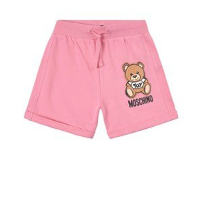Shop Moschino Pink Logo Print Shorts