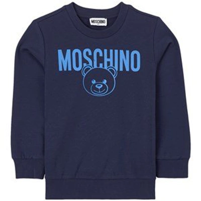 Shop Moschino Navy Logo Print Sweatshirt