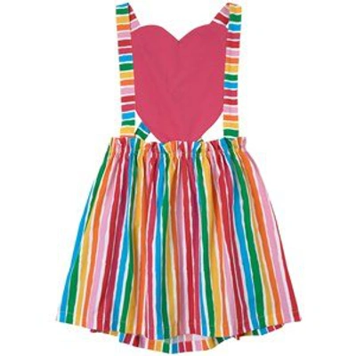 Shop Agatha Ruiz De La Prada Pink Stripes And Heart Pinafore Dress
