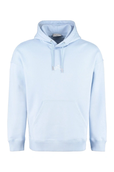 Shop Givenchy Logo Cotton Hoodie In Blue