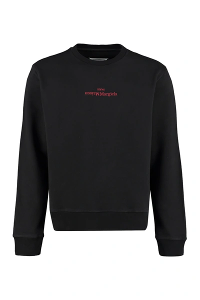 Shop Maison Margiela Logo Detail Cotton Sweatshirt In Black