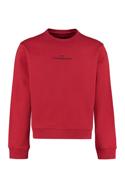 Shop Maison Margiela Logo Detail Cotton Sweatshirt In Red