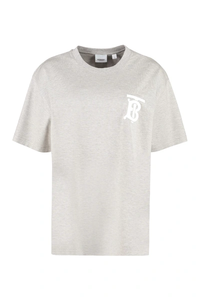 Shop Burberry Cotton Crew-neck T-shirt In Grey