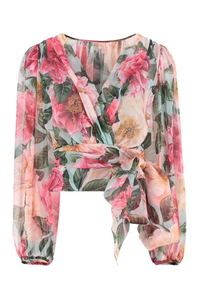 Shop Dolce & Gabbana Chiffon Blouse In Multicolor