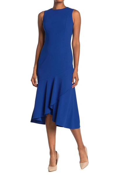 Shop Calvin Klein Sleeveless Ruffle Hem Midi Dress In Regatta