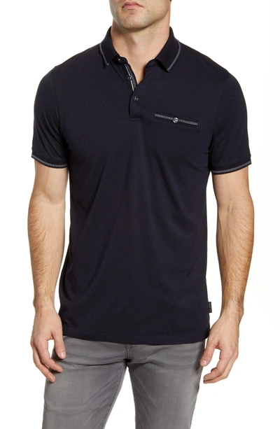 Shop Ted Baker Tortila Knit Polo In Navy
