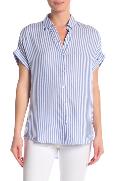 Shop Beachlunchlounge Spencer Striped Short Sleeve Camp Shirt In Blue Ice