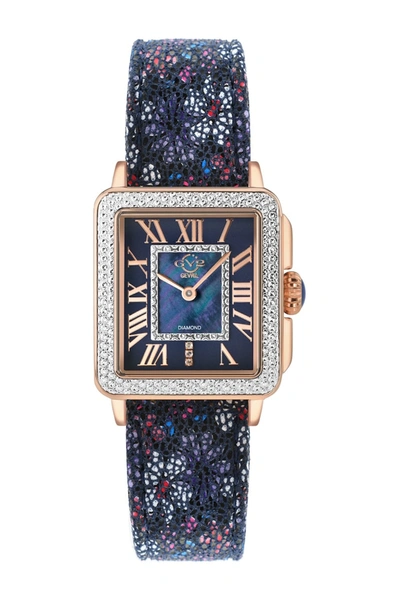 Shop Gevril Padova Diamond Leather Strap Watch, 27mm X 30mm In Blue