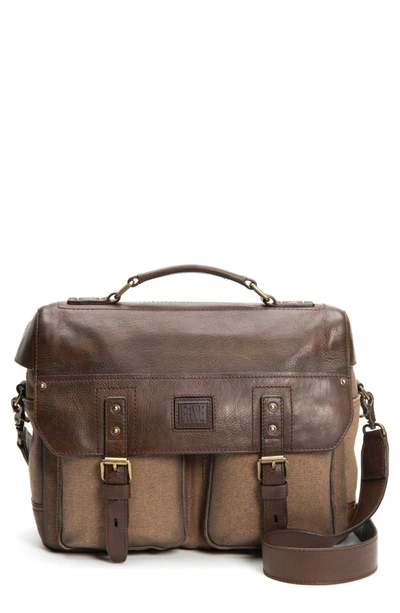 Shop Frye Ethan Canvas & Leather Briefcase In Brown