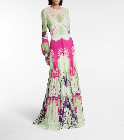 Shop Valentino Printed Silk Georgette Gown In Multicoloured