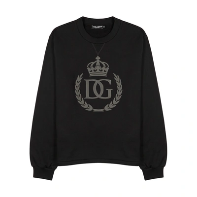 Shop Dolce & Gabbana Black Logo Cotton Sweatshirt
