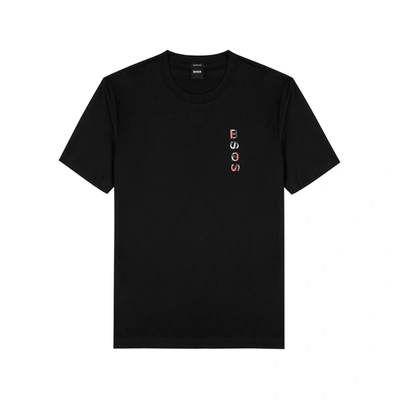 Shop Hugo Boss Tiburt Black Logo Cotton T-shirt