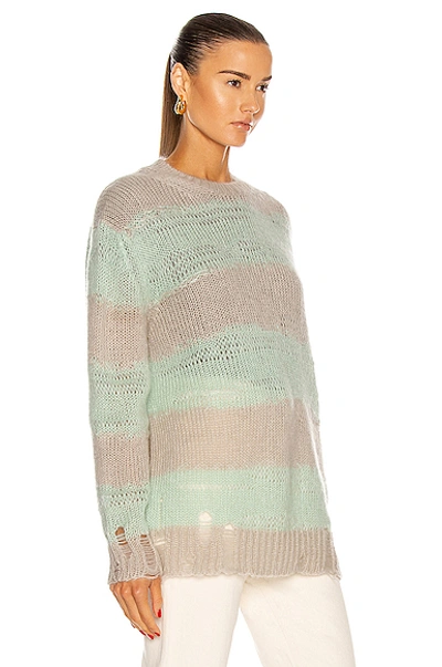 Shop Acne Studios Striped Sweater In Mint & Grey