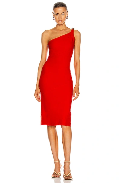 Shop Givenchy One Shoulder Spiral Chain Dress In Poppy Red