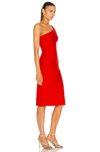 Shop Givenchy One Shoulder Spiral Chain Dress In Poppy Red