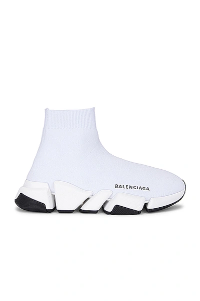 Balenciaga Women's Speed Clear Sole Knit High Top Sneakers In Blanc/noir |  ModeSens