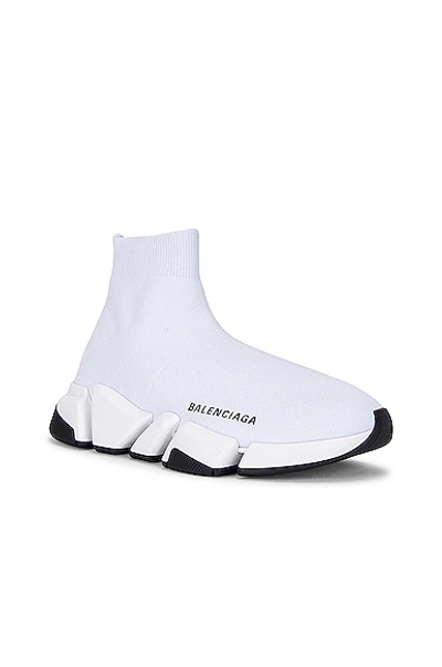 Balenciaga Women's Speed Clear Sole Knit High Top Sneakers In Blanc/noir |  ModeSens