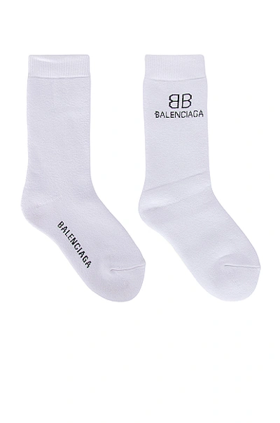 Shop Balenciaga Bb Socks In White & Black