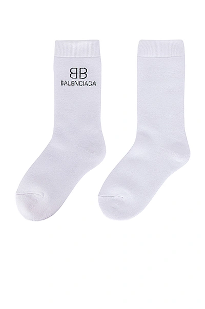 Shop Balenciaga Bb Socks In White & Black