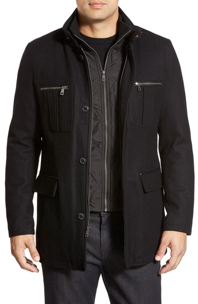 Shop Cole Haan Wool Blend Jacket In Black