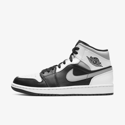 Shop Jordan Air  1 Mid Shoe In Black,light Smoke Grey,white
