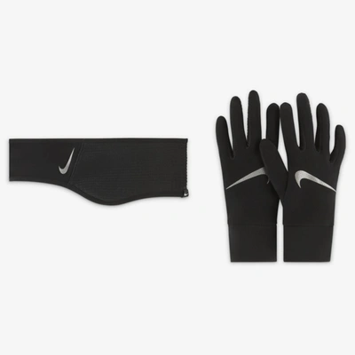 Nike Women's Essential Running Headband And Glove Set In Black