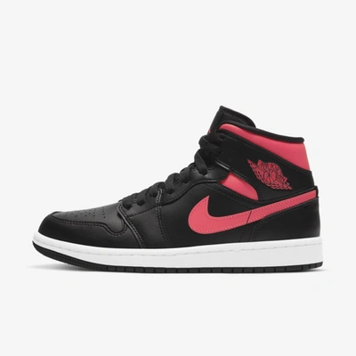 Shop Jordan Air  1 Mid Women's Shoe (black) In Black,white,siren Red