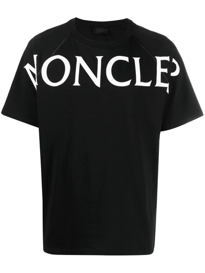 Shop Moncler Oversize Logo Print T-shirt In Black