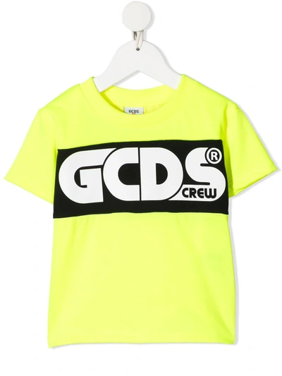 Shop Gcds Logo-print Contrast T-shirt In Yellow
