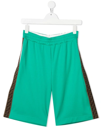 Shop Fendi Teen Ff-trim Shorts In Green