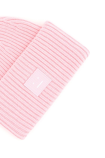 Shop Acne Studios Pansy N Face Beanie Hat In Blush Pink