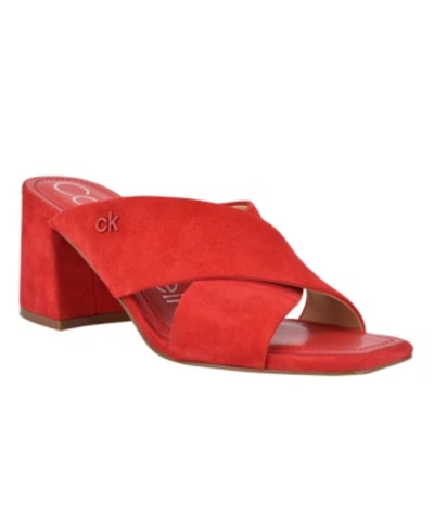 Shop Calvin Klein Women's Isha Slip-on Dress Sandals Women's Shoes In Red