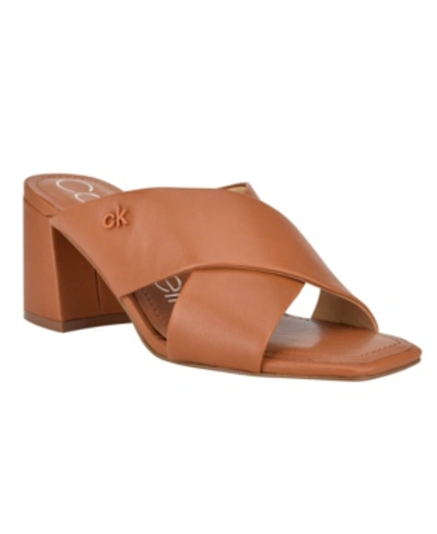 Shop Calvin Klein Women's Isha Slip-on Dress Sandals Women's Shoes In Brown