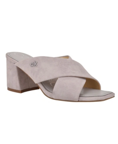 Shop Calvin Klein Women's Isha Slip-on Dress Sandals Women's Shoes In Gray
