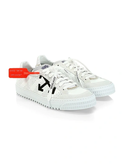 Shop Off-white Men's Leather Polo Sneakers In White Black