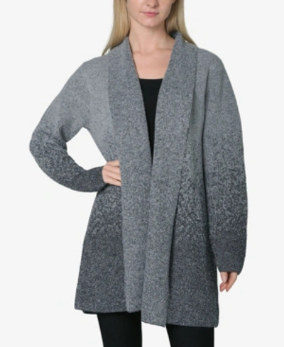 Shop Adrienne Vittadini Sleeves Ombre Jacquard Cardigan In Heather Gray, Gunmetal