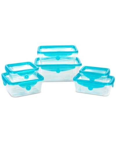 Shop Granitestone Stretch & Fresh 12-pc. Food Storage Container Set With Silicone Lids In Blue