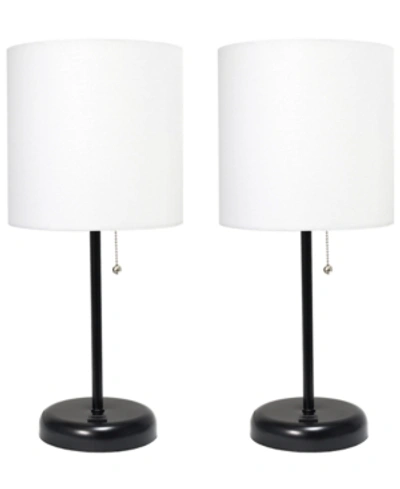 Shop All The Rages Stick Lamp With Usb Charging Port And Fabric Shade 2 Pack Set In Black