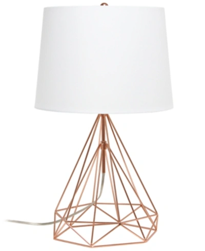Shop All The Rages Geometric Wired Table Lamp With Fabric Shade In Gold-tone