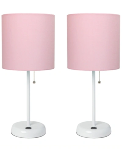 Shop All The Rages Stick Lamp With Usb Charging Port And Fabric Shade 2 Pack Set In Pink