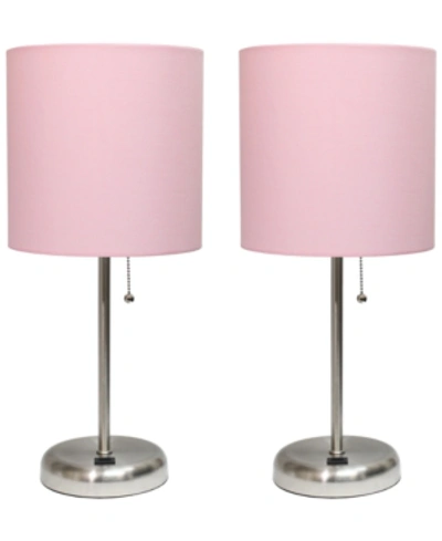 Shop All The Rages Stick Lamp With Usb Charging Port And Fabric Shade 2 Pack Set In Pink