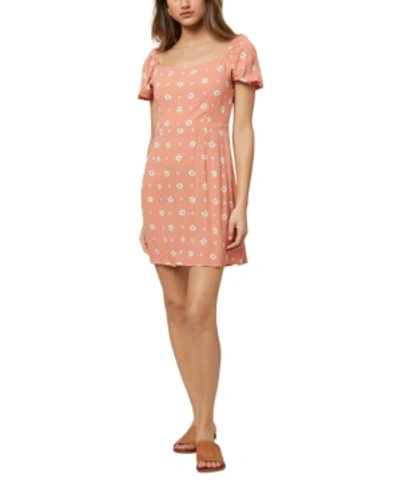 Shop O'neill Juniors' Mandia Puff-sleeve Dress In Canyon Clay