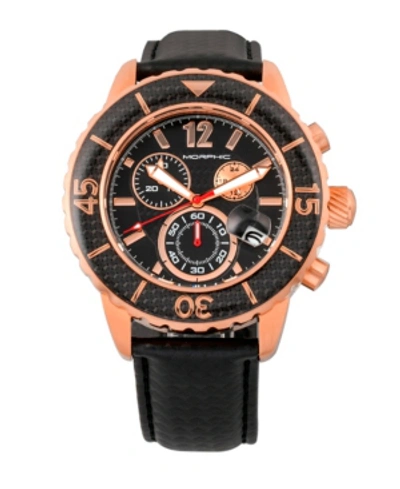 Shop Morphic M51 Series, Rose Gold Case, Black Leather Chronograph Band Watch W/date