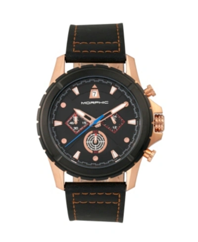 Shop Morphic M57 Series, Rose Gold Case, Black Chronograph Leather Band Watch, 43mm