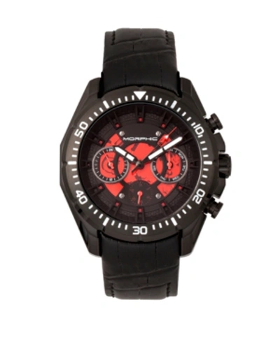 Shop Morphic M66 Series, Skeleton Dial, Black Case, Black Leather Band Watch W/day/date, 45mm