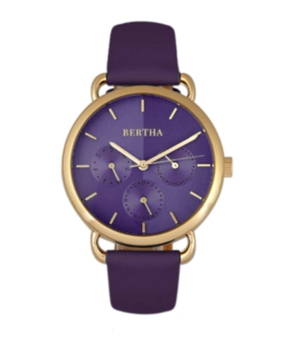 Shop Bertha Quartz Gwen Collection Purple Leather Watch 36mm