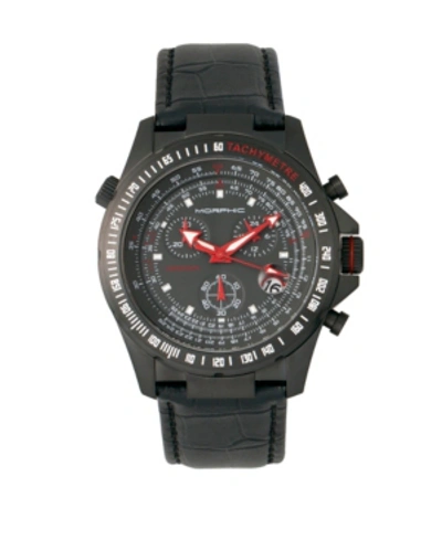 Shop Morphic M36 Series, Black Case Black Leather Band Chronograph Watch, 44mm