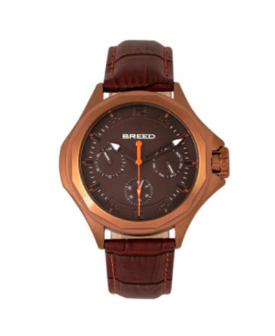 Shop Breed Quartz Tempe Brown And Bronze Genuine Leather Watches 43mm